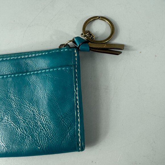 Coach Teal Patent Leather Card Case w/ Keychain - Picture 8 of 13